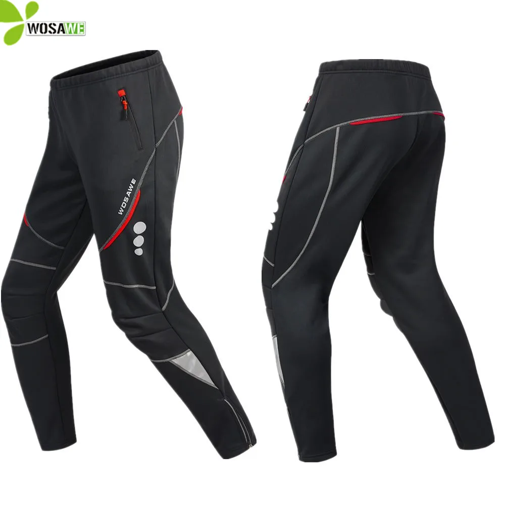 Мужские Зимние флисовые велосипедные брюки WOSAWE теплая одежда ветрозащитные с