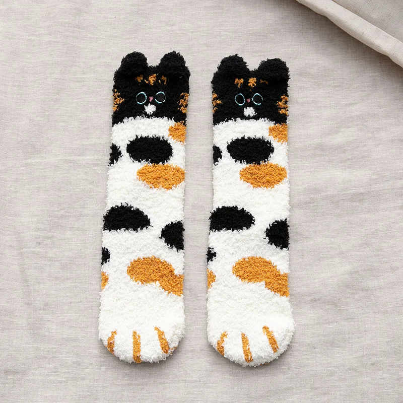 Мягкие матовые толстые зимние новые теплые женские носки для пола с милыми