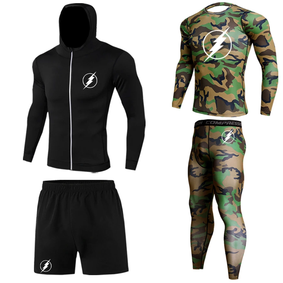 Winter thermal underwear suit men's compression sportswear running training warm bottom leggings jogging men's fitness suit