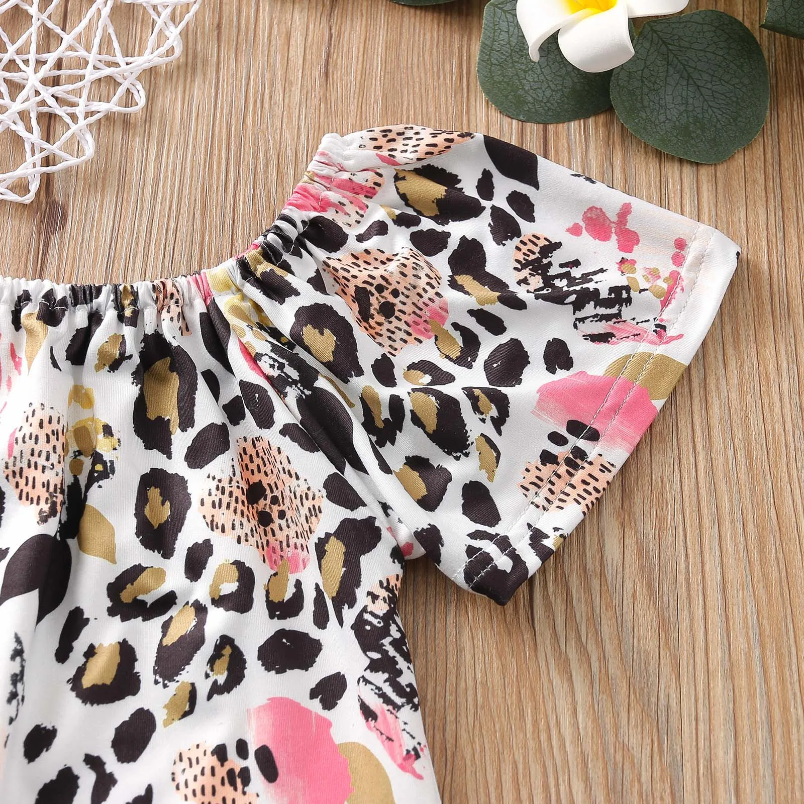 Летняя одежда для малыша стильные девушки платье на одно плечо с леопардовым