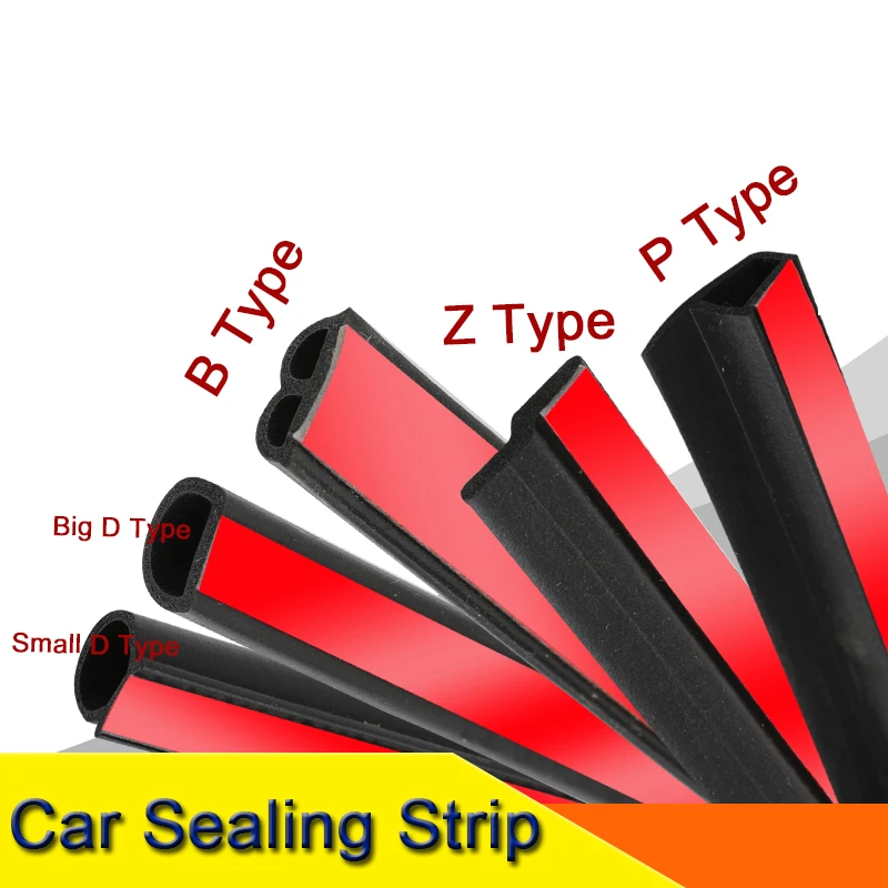 

4m B P Z D Shape Type Car Door Seal Strip EPDM Rubber Noise Insulation Weatherstrip Soundproof Car Seal Strong Adhensive Sticker