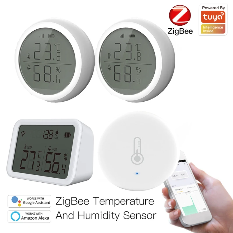 

NEW tuya zigbee temperature sensor humidity sensor detector smart home Thermometer hygrometer support Alexa Google smartthings