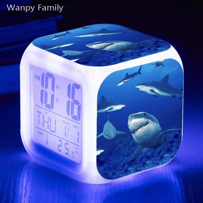 Акулья пасть детский будильник игрушки подарок светодиодные цифровые