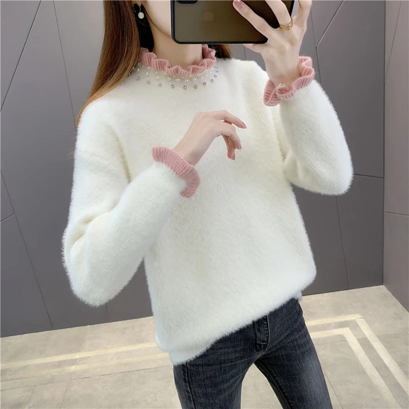 

Room 189624, under the 4 row 6 】 make lace collar imitated mink nail bead pullovers [1209] 47