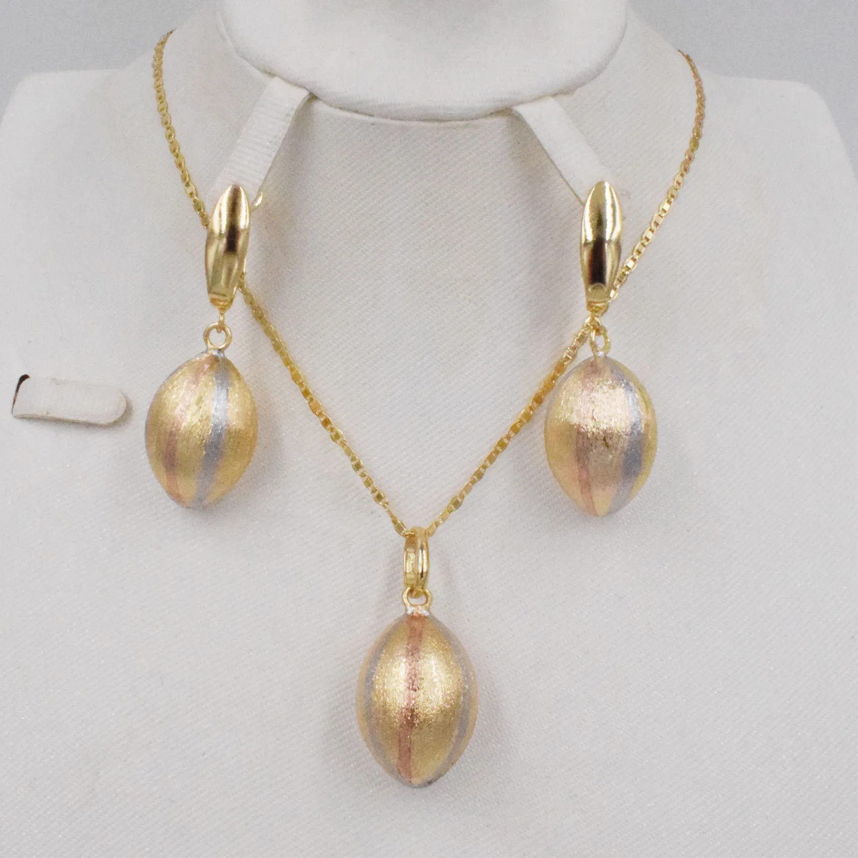 New High Quality Dubai Gold jewelry sets 3color earring and pendant For madam party Gifts African Women set | Украшения и