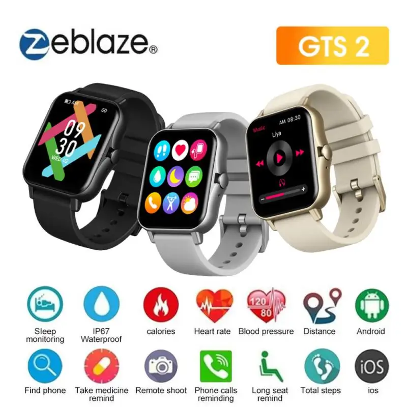 Zeblaze GTS 2 Music Player Smart Watch 210 MAh Battery 1.69'' HD Color Touch Screen 15days Standly Smartwatch For Android IOS