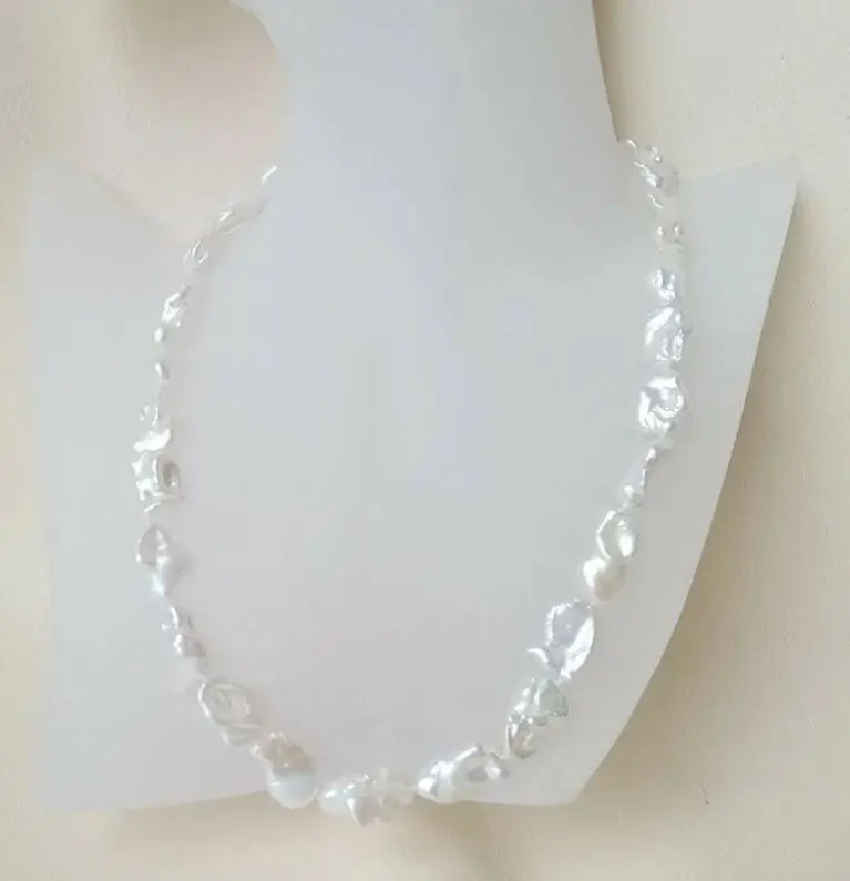

Keshi 12-17mm white baroque genuined cultured freshwater pearl necklace 18” 36”
