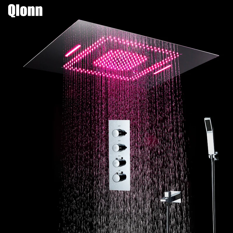 Термостатический Хромированный Светодиодный комплект для душа с насадкой