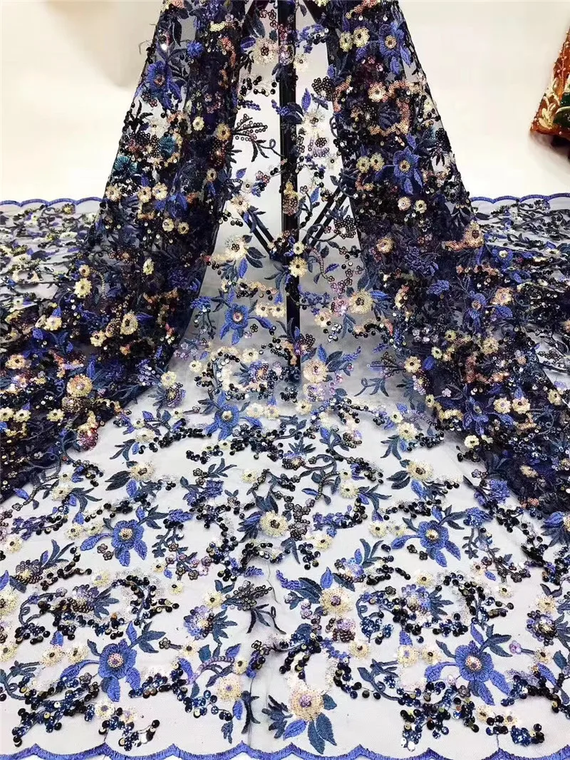 Новинка кружевная африканская ткань высшего качества цветочные блестки тюль