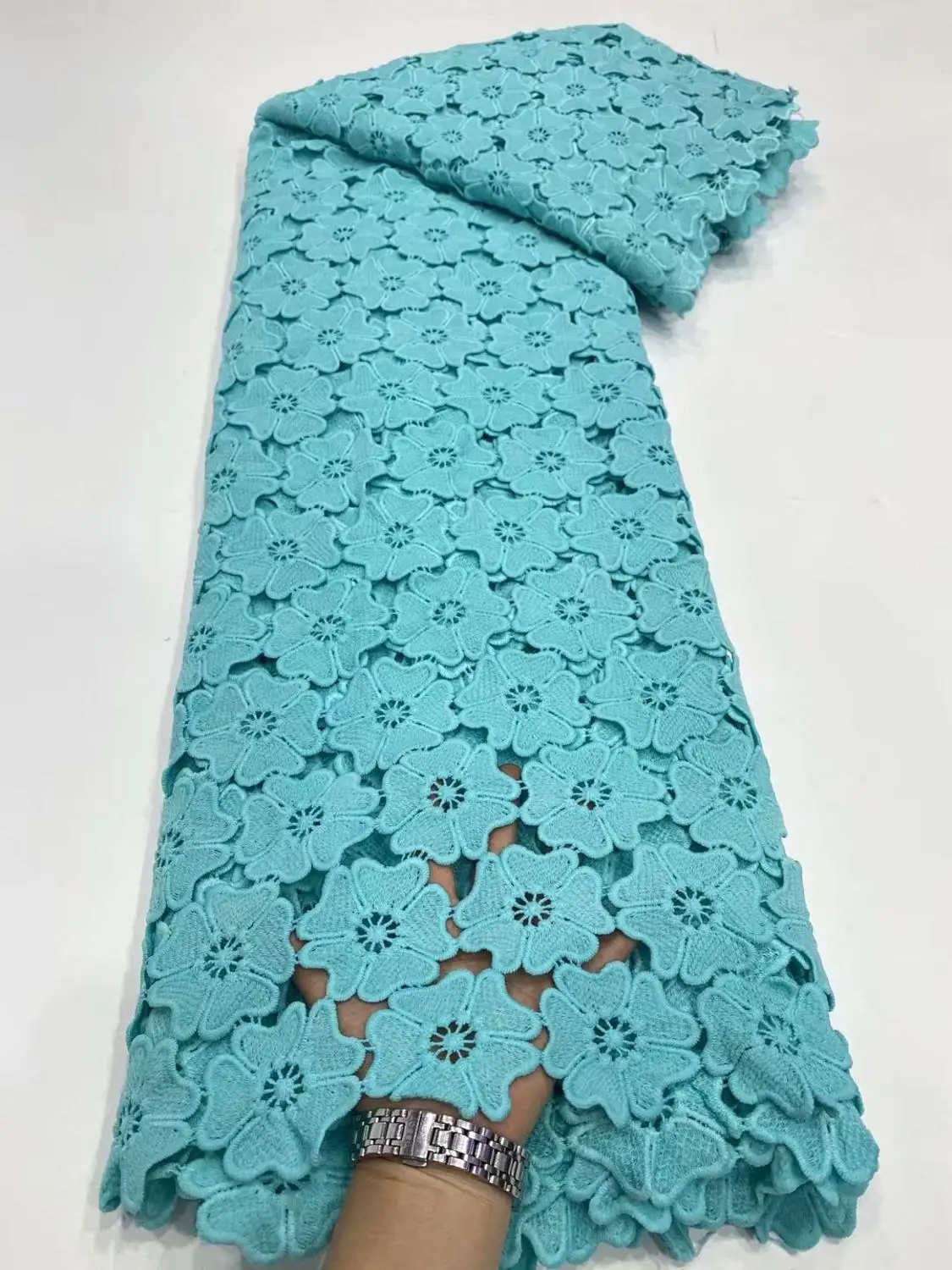 

5yards water-soluble lace fabric Africa Nigeria lace skirt fabric for wedding dresses /ladies skirt dress FDP99