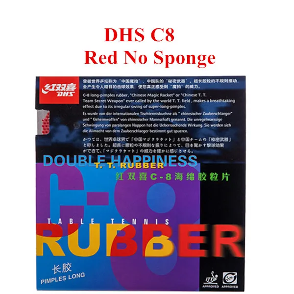 Red OX Плайя PingPong 1x DHS C8(защита/петля/спин) длинный Pips-Out Настольный теннис Резина без губки OX - Цвет: Red OX