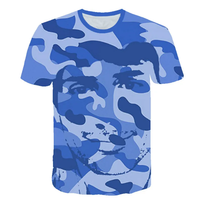 

2021 summer children outdoor camouflage 3D printing tactical clothing round neck sports army fan camouflage T-shirt