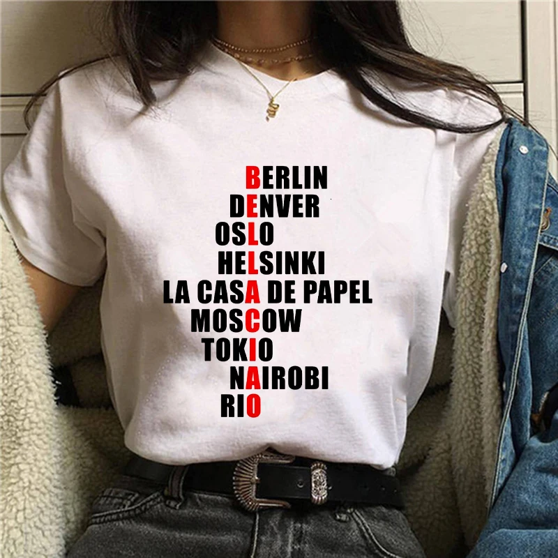 

La Casa De Papel Tshirt Money Heist Tees TV Series T Shirt Women T Short Sleeve House of Paper Funny Female T-Shirt Tops