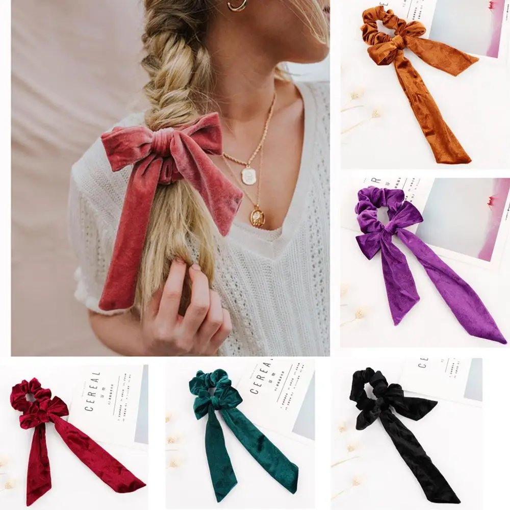 O novo arco scrunchie moda veludo corda de cabelo para as mulheres simples e generoso artesanal diário acessórios de cabelo (0)