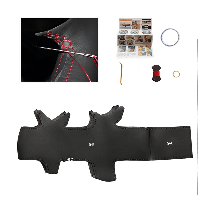 

LQTENLEO Black PU Artificial Leather Hand Sew Car Steering Wheel Cover For Hyundai Elantra 2001-2006