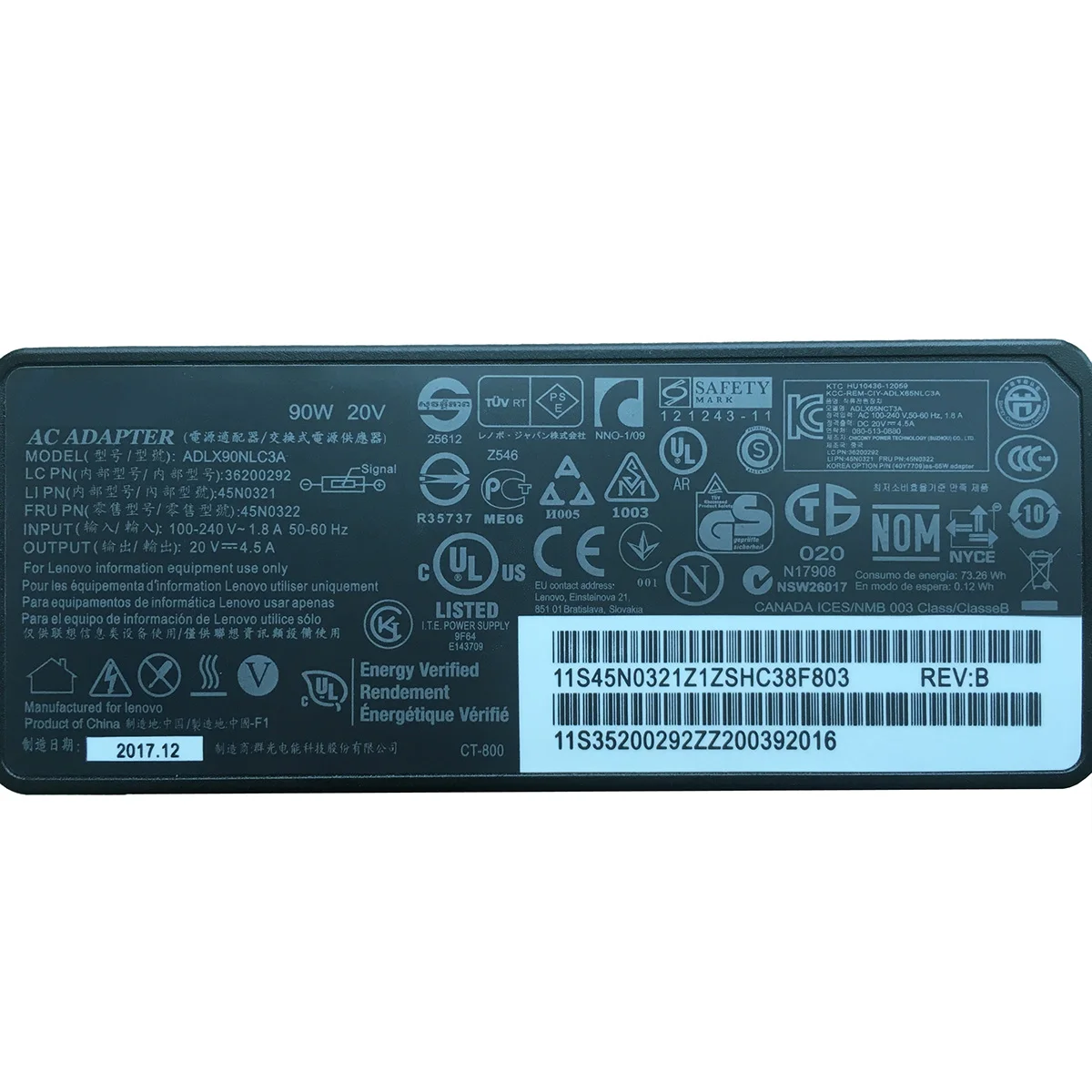 90W адаптер переменного тока питания для ноутбука зарядное устройство 20V 4.5A Lenovo