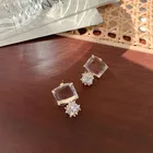 2021 Новое поступление серьги-гвоздики геометрические кристаллы для женщин модные квадратные кристаллы геометрические изысканные циркониевые серьги с шариками