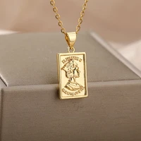 vintage geometry portrait coin pendant necklace for women gold square round face charm choker necklace jewelry gift bijoux femme