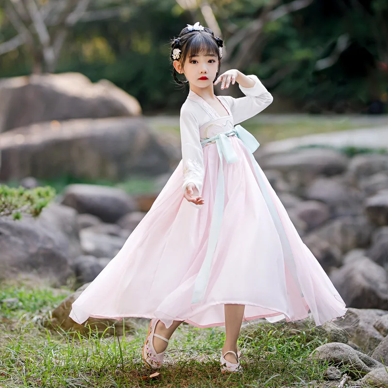 

Pink Hanfu Children's Hanfu, Chinese Style Princess Costume Long-sleeved Dress