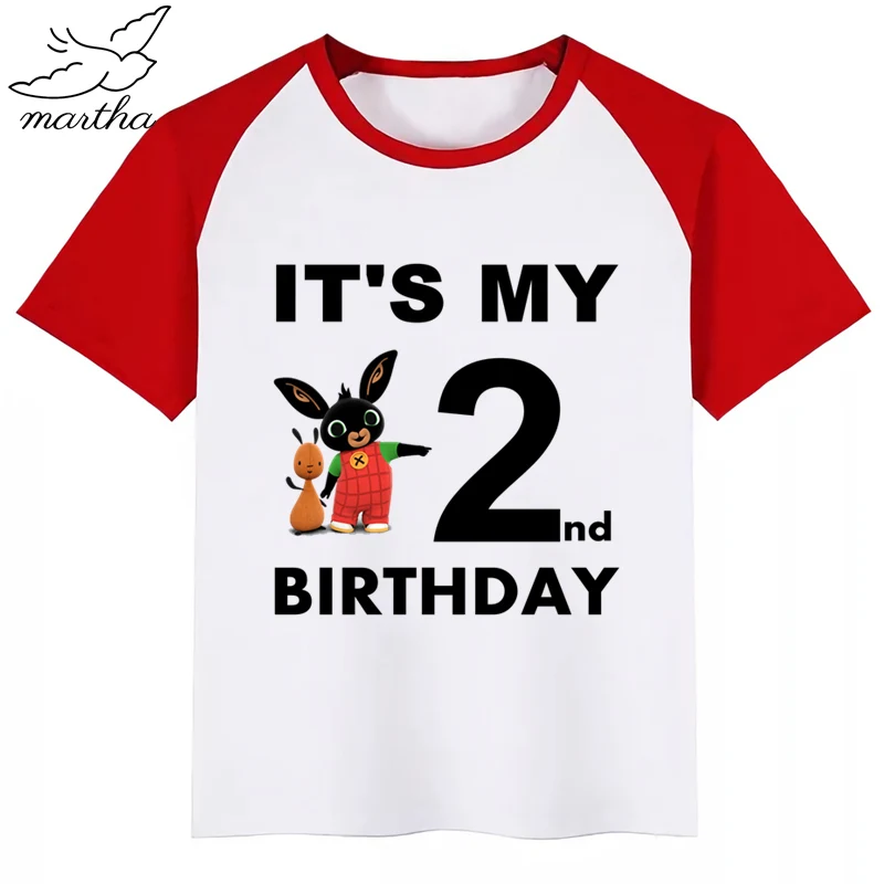 Новая детская футболка для детей с мультяшным кроликом Bing и Забавные футболки