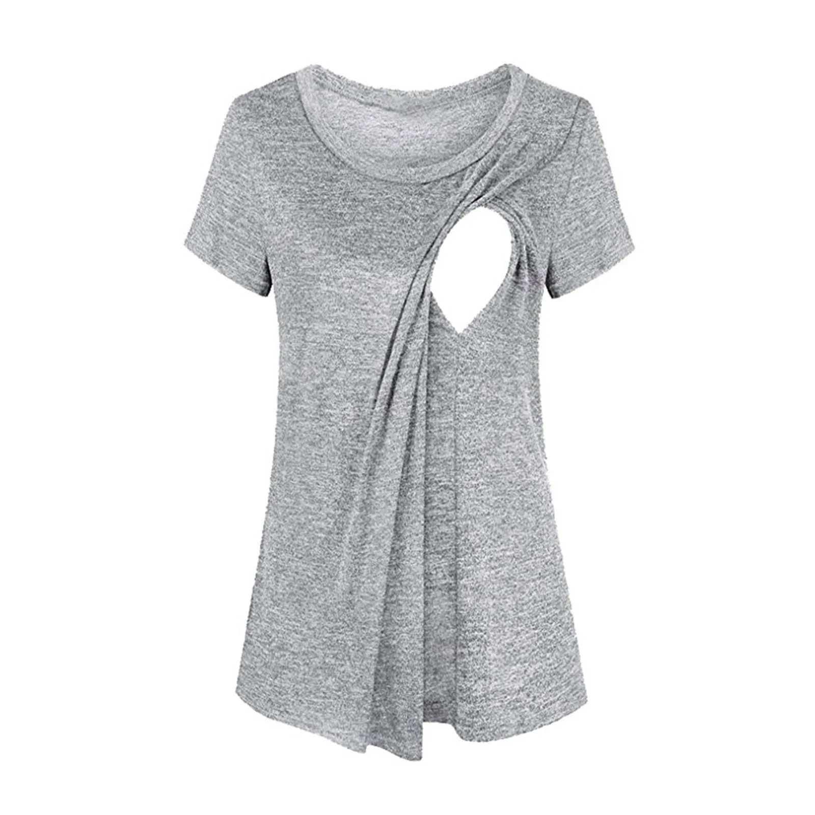 

Maternity O-neck Solid Short Sleeve Breast-feeding Pregnant Woman Nursing Blouse Breastfeeding Clothes Футболка Женский