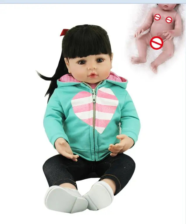 green girl long hair Игрушка для всего тела силиконовые водонепроницаемые игрушки для ванной популярные горячие продажи младенец получивший новую жизнь Детские куклы Bebe кукла Возрожденный мягкая на ощупь - Цвет: green girl long hair