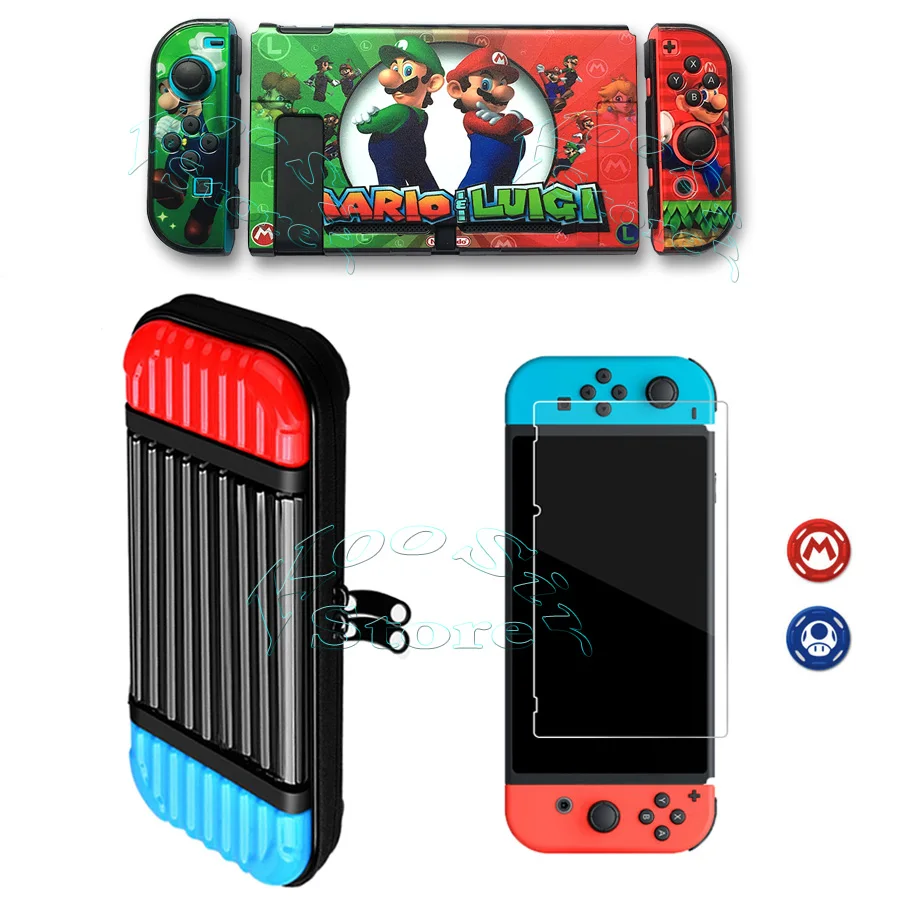 5 in 1 Kit Жесткий чехол для nintendo s, сумка для переноски, защитная стеклянная пленка Nitendo Switch, цветная оболочка для nintendo Switch - Цвет: 5 in 1 Kit
