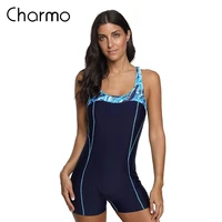 charmo women sports swimwear sports swimsuit one piece color block monokini beach bathing suit fitness slim training sportswear