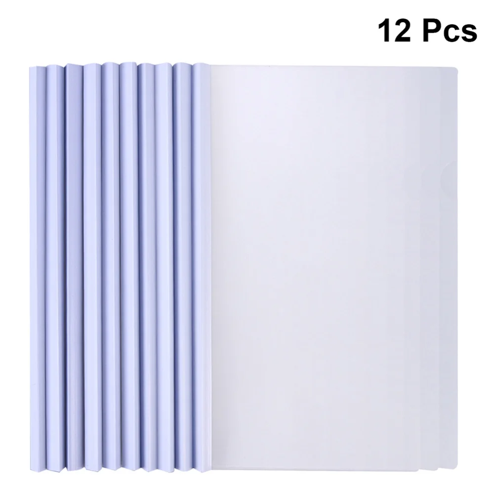 

12pcs Transparent File Folder Sliding Bar Report Covers for A4 Report Display Cover Organizer Binder (White
