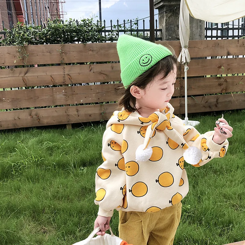 

Girl Baby Printed Hoodies Sweater Cute Ball Girls Kids Velvet Jacket Clothes