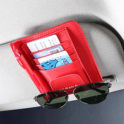 B Type Red 1 шт. автомобиля солнцезащитный козырек солнечные очки, очки держатель Chlip кредитной карты посылка ID сумка для хранения с Бумага сумка чехол - Название цвета: B Type Red