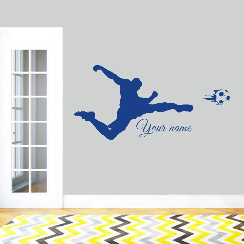 

Footballer Custom name wall sticker for Baby kids rooms decoration Personalized Kindergarten Child Decal Childrens Decor DW13127