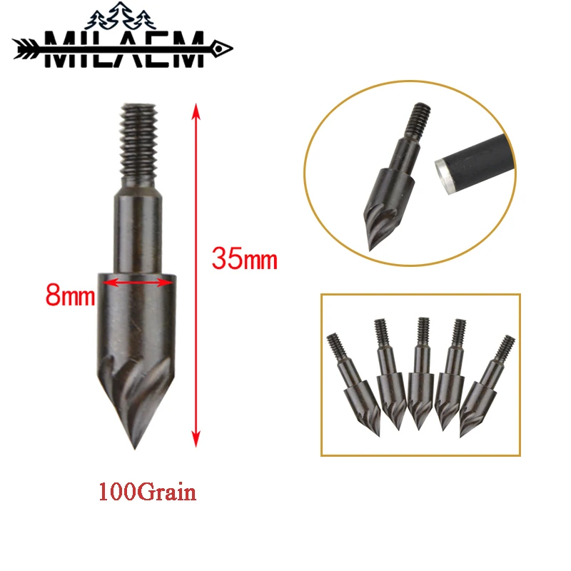 12 шт. стрельба из лука 8 мм наконечник стрелы углеродистой стали 100 наконечники