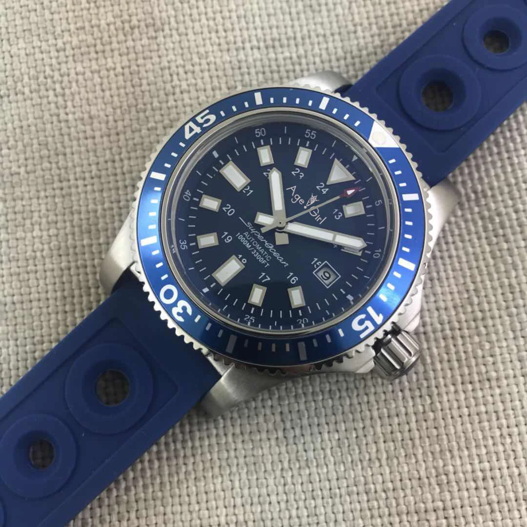 

Classic New Black Blue Rubber Automatic Mechanical Men Watch Stainless Steel Sport Watches Sapphire Ceramic Bezel AAA+