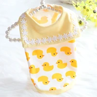 summer puppy dogs 100cotton vest fashion cute small yellow duck print pet clothes dogs overalls casual sport costume yorkshire