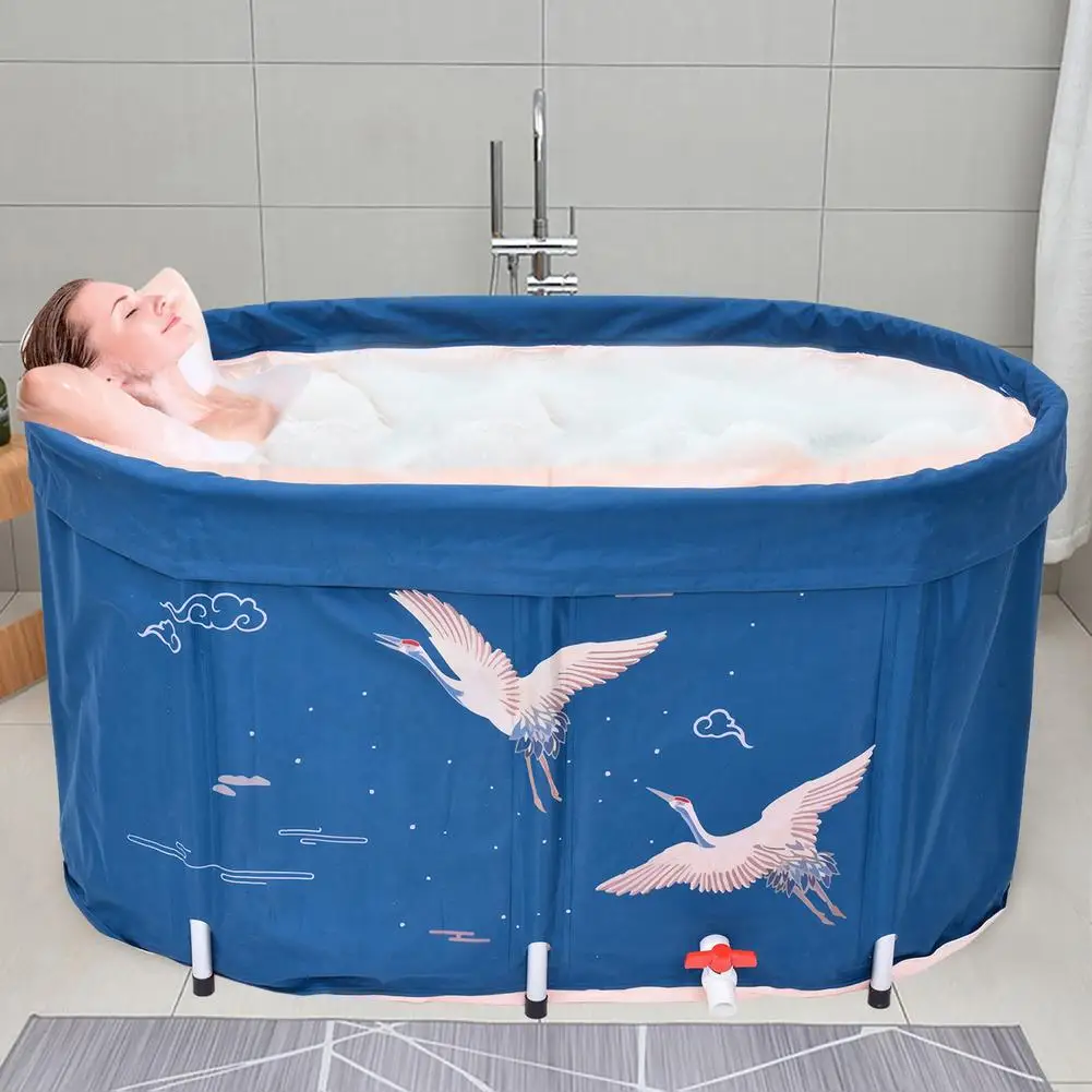 

100/56/77cm Portable Folding Bathtub Set Foldable Soaking Bathing Tub Adult Bathtub Household Inflatable Bathtub PVC Bath Bucket