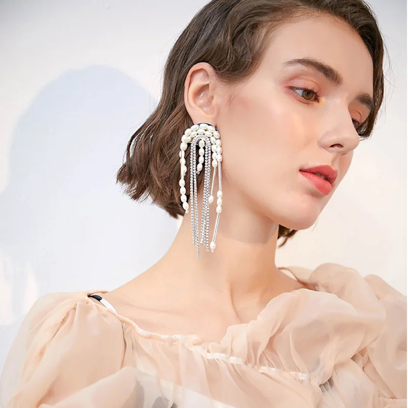 Серьги кисточки Rongho ручной работы с кристаллами в стиле хип хоп для женщин серьги