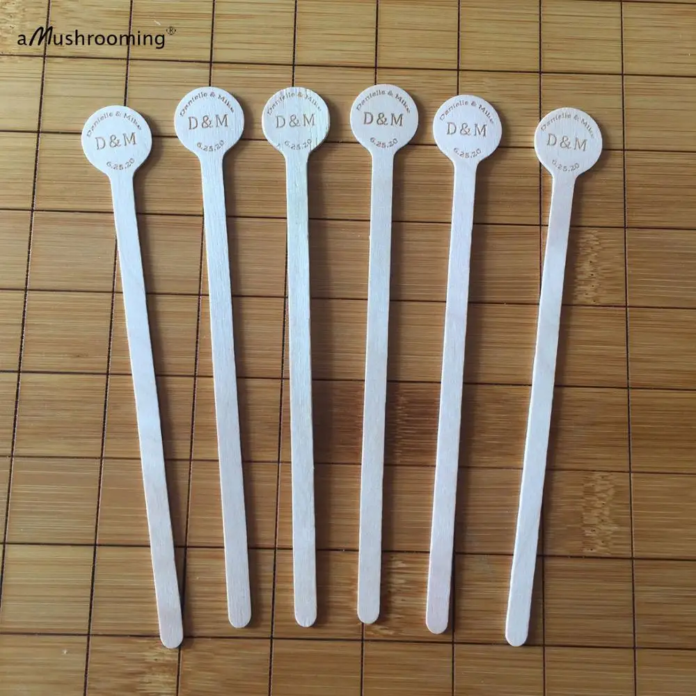 

50pcs Personalized Bridal Shower Drinking Stirrers Bridesmaid Candy Bar Table Decoration Swizzle Sticks with Name Date Engraved