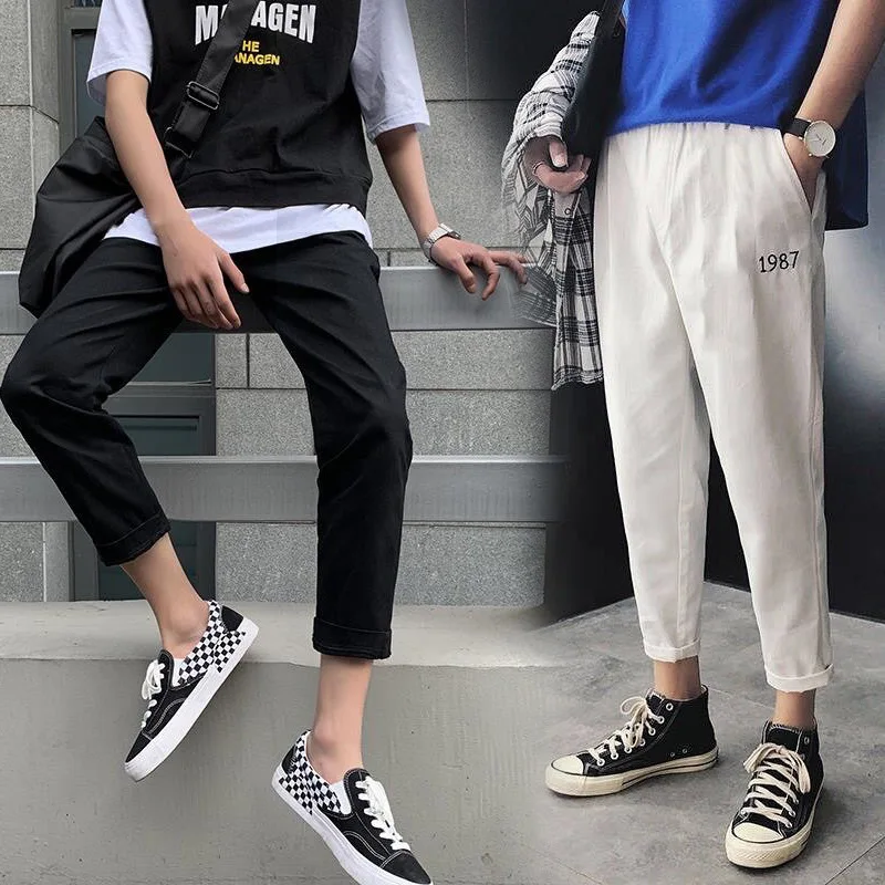 Брюки мужские студенческие Корейская версия тренда свободные с девятью точками