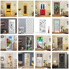 2 шт.компл. современные 3D клейкие ПВХ дверные наклейки для спальни, гостиной, Декоративные плакаты, обои, съемные настенные наклейки, домашний декор