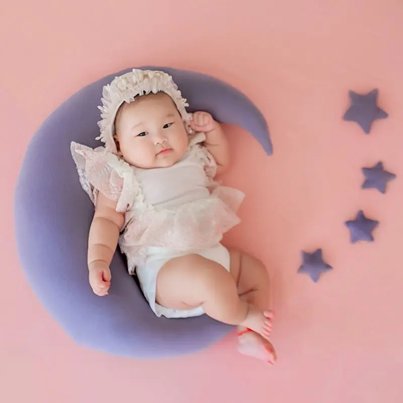 Детская шапка с изображением Луны и подушки и звезд Набор для новорожденных аксессуары для фотосъемки реквизит для фотосъемки новорожденн... от AliExpress WW