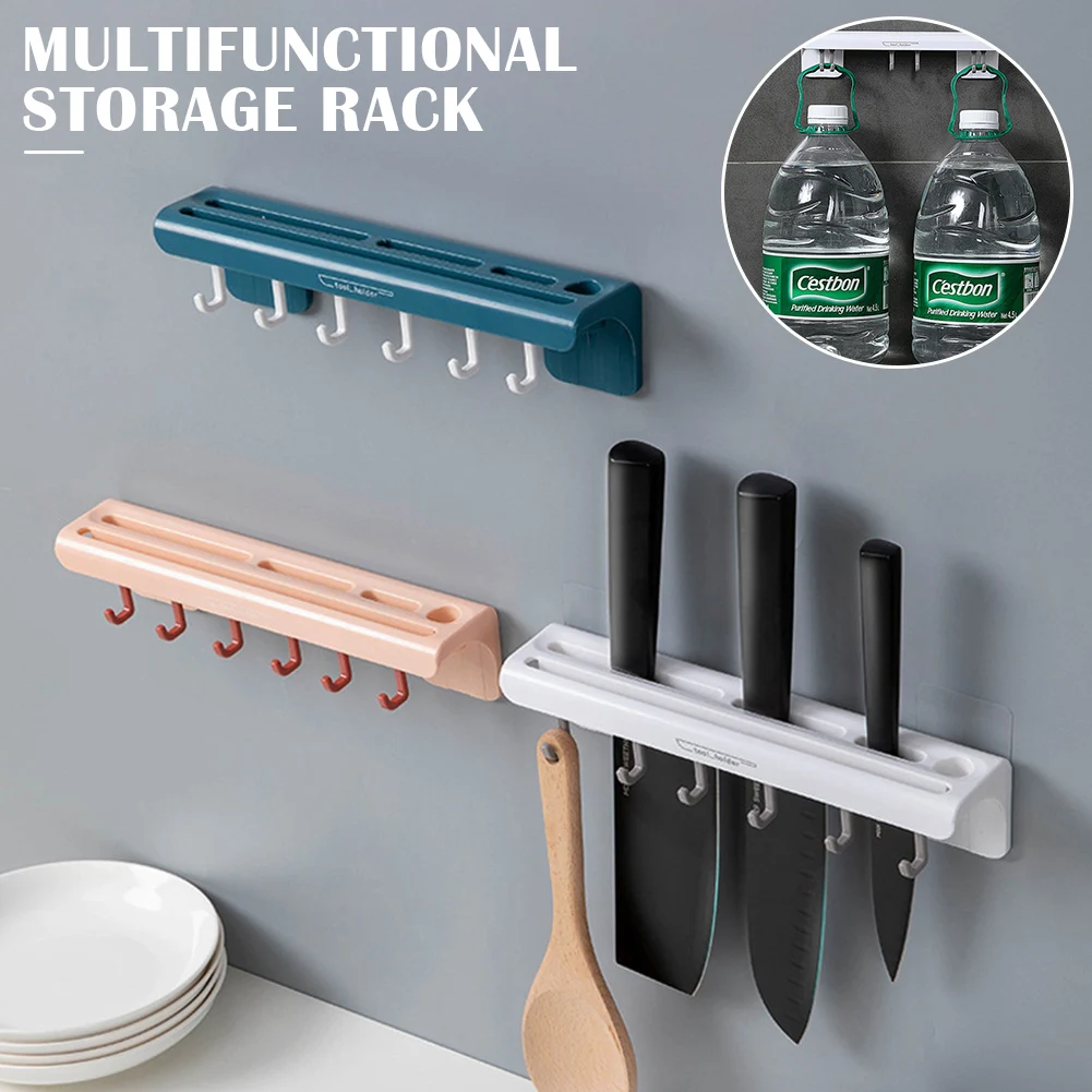 

New Wall Mounted Knife Holder with Hooks Detachable Durable Knife Organizer Kitchen Utensil Storage Rack Kitchen Organization