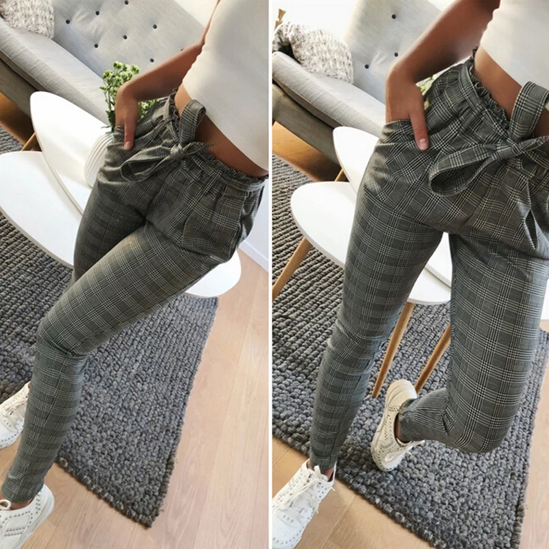 

2020 Hot Sale Striped OL Chiffon High Waist Harem Pants Women stringy selvedge Summer Style Casual Pants Female Trousers