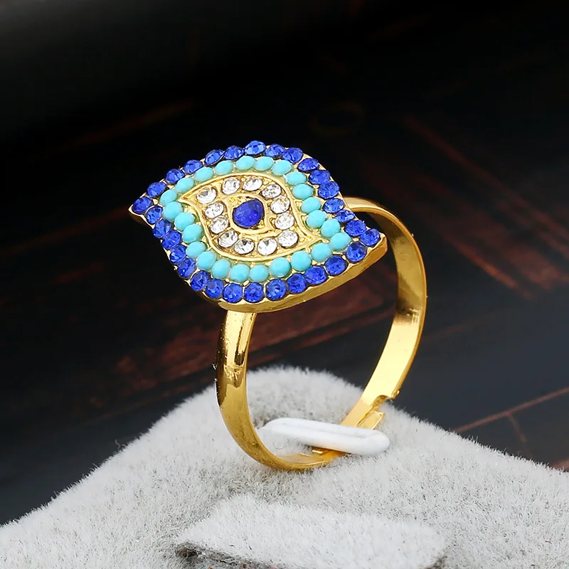 

2021 New Vintage Geometric Crystal Ring For Women Boho Evil Eye Ring For Girls Lady Female Wedding Party Lucky Jewelry Wholesale