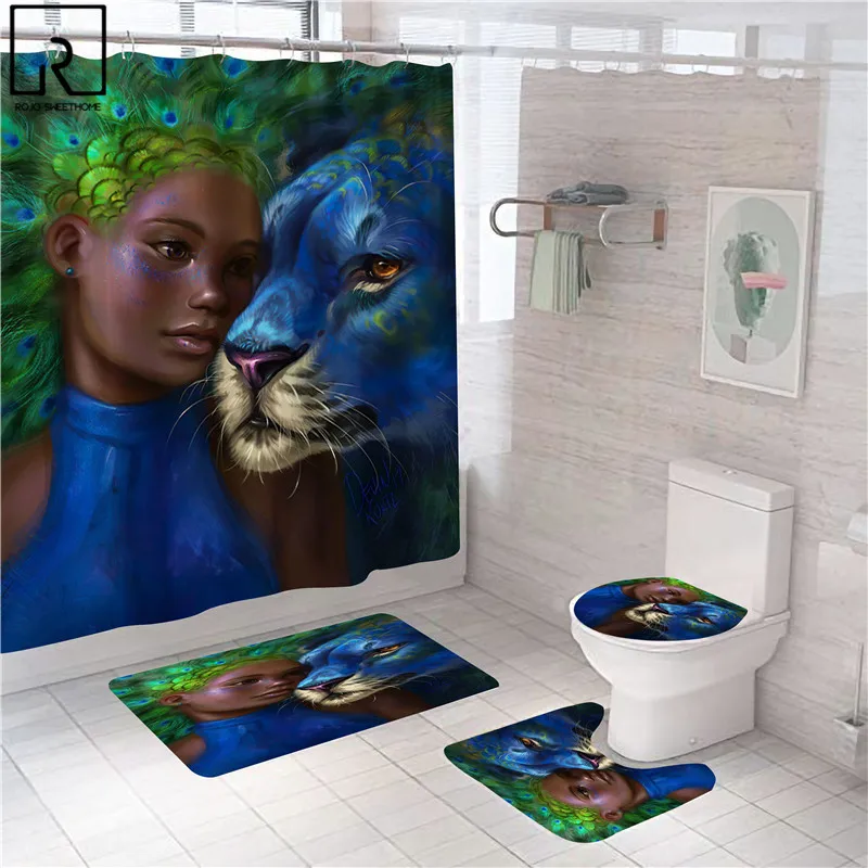 3d sexy couple shower curtain set polyester bathroom curtains bathing screen bath mat set carpet toilet lid cover home decor free global shipping