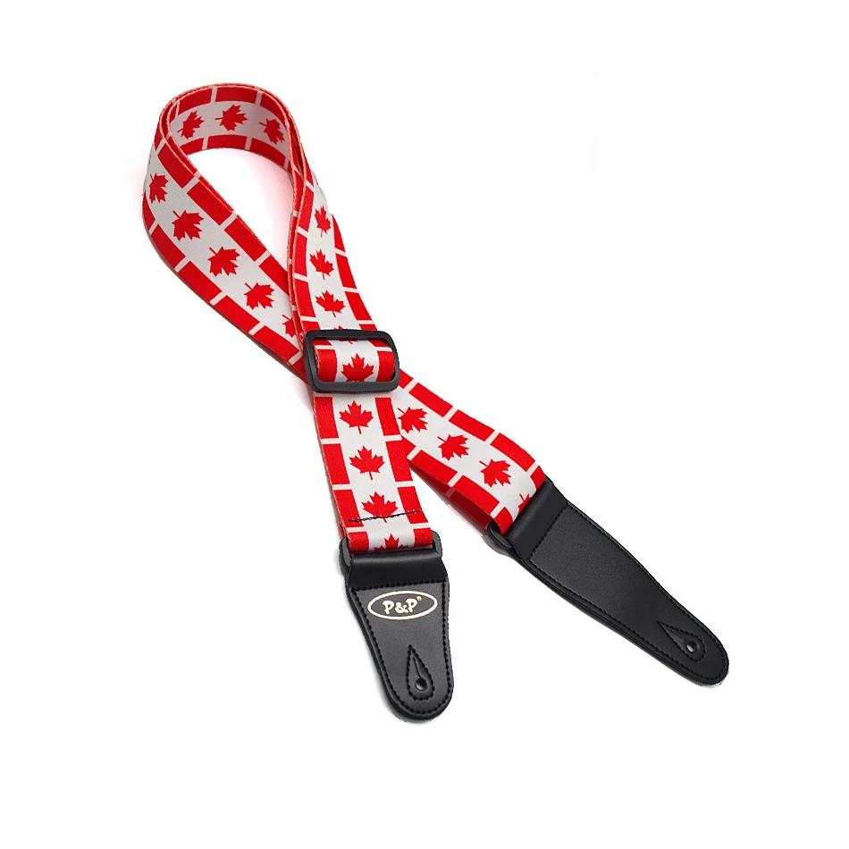 neue nationale flagge usa uk kanada slash design baumwolle 2 einstellbare bass akustische elektrische gitarre strap schwarz leder enden free global s