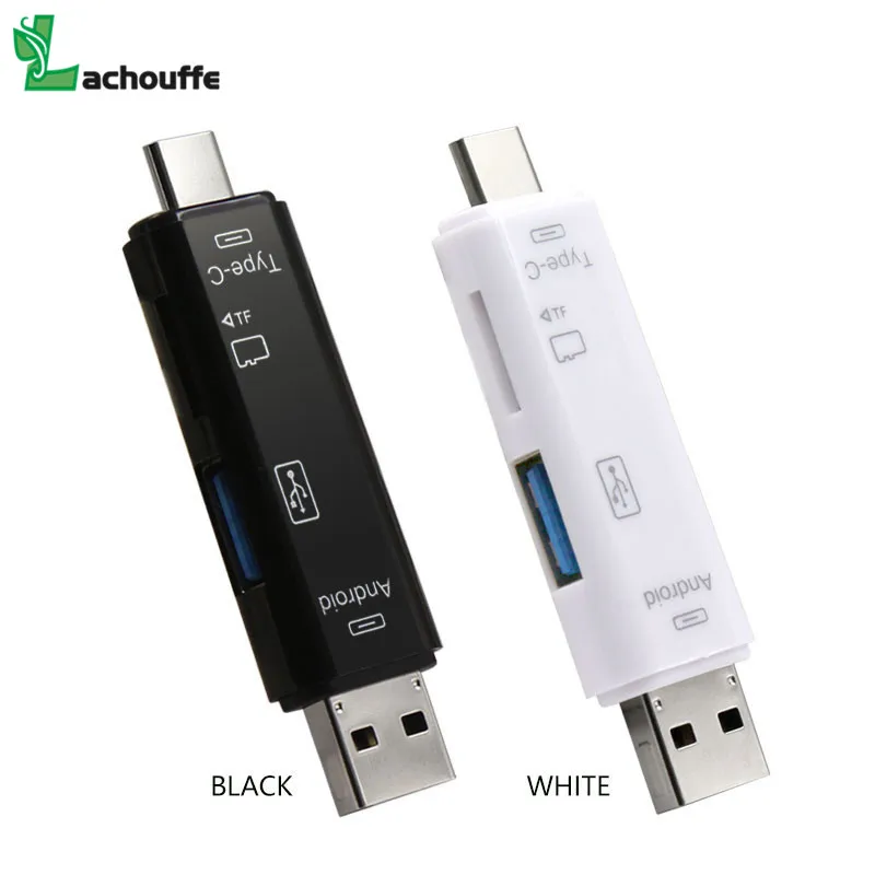 Высокоскоростной USB TF кардридер 3 в 1 Type C OTG Micro флэш адаптер соединитель по самой