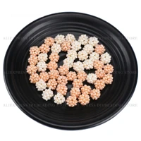 2 100 pcs natural freshwater pearl cluster ball pendant beads for jewelry making genuine whitepeachy pink pearl handweaved ball
