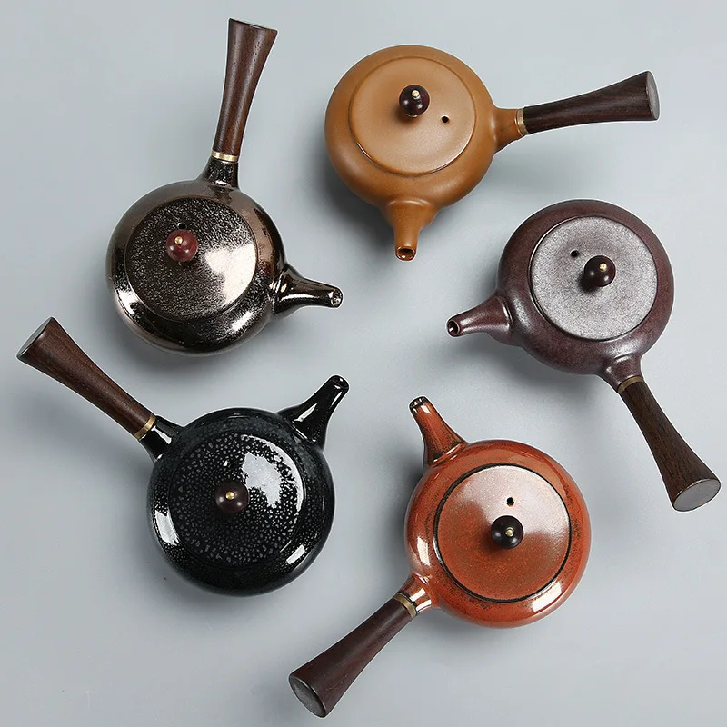 Керамический чайник для обжига глазури в китайском стиле ретро глазурь Temmoku