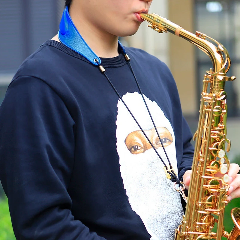 

Universal Adjustable Soft Leather Saxophone Sax Neck Strap with Hose Hook Clasp Saxophone Parts